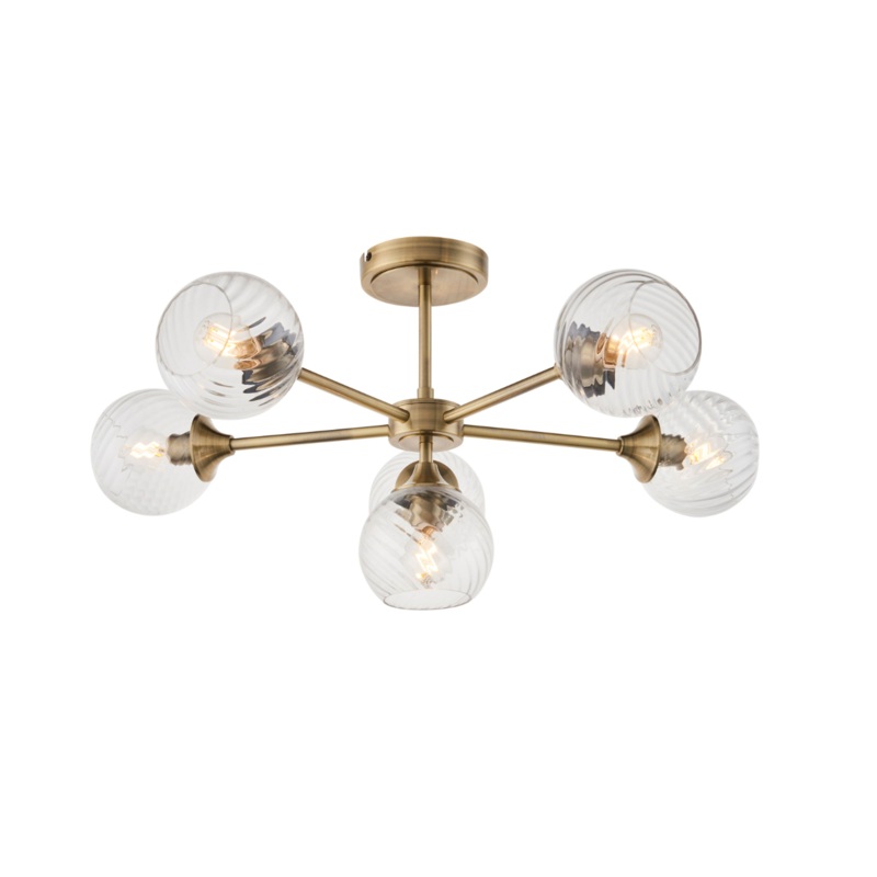 Loredana Ceiling Light|Antique Brass|Bright Nickel